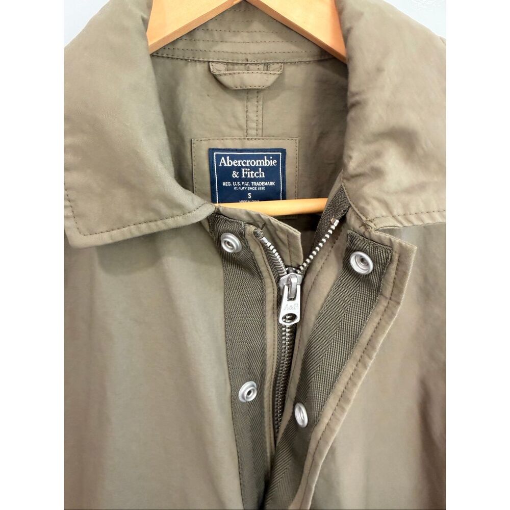Abercrombie Fitch Olive Trench Coat Jacket S NWOT - Picture 4 of 6